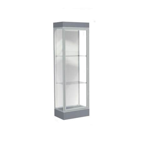 Waddell Display Case Of Ghent Edge Lighted Floor Case, White Back, Satin Frame, 6" Carbon Mesh Base, 24"W x 76"H x 20"D 91LFWH-SN-CM
